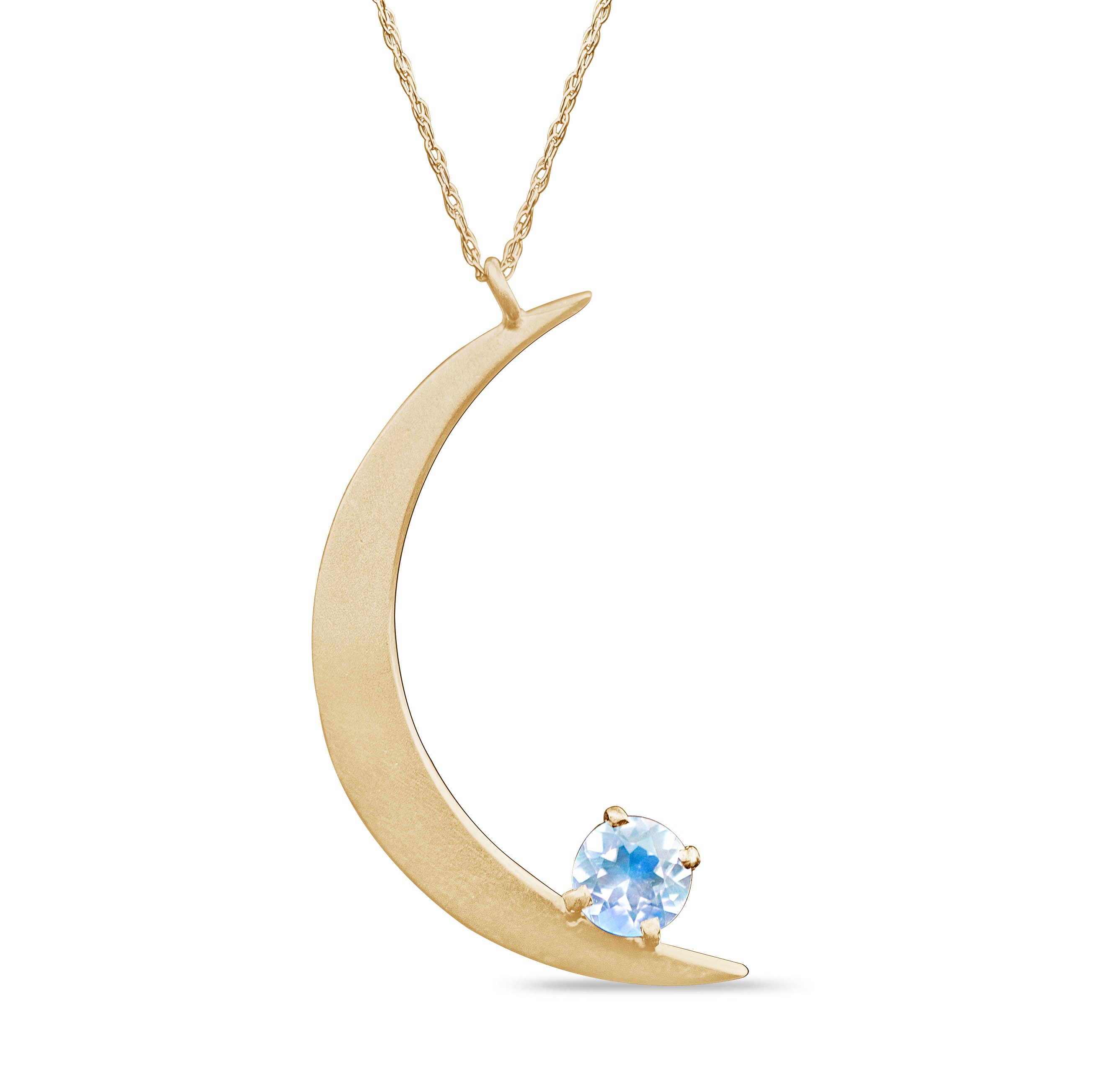 10K YELLOW GOLD CRESCENT MOON PENDANT 18/" NECKLACE