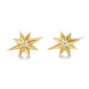 Gold Stern Ohrringe Estrella Starburst Ohrstecker 10k Gold Diamanten