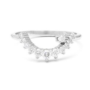 Halbmond-Brillantring in 585er Weißgold und Diamanten