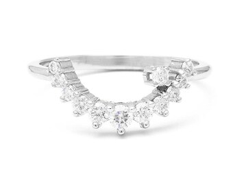 Halbmond-Brillantring in 585er Weißgold und Diamanten
