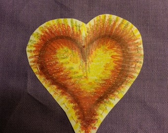 Yellow heart cartoon for bead embroidery