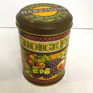 Vintage Harrison&#39;s Choice Fruits tin | Grapes, Apples, blueberries | Gold Medal Awards 1910-11 | Made in England, New York