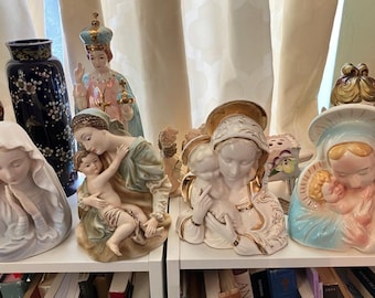 4 Madonna and Madonna and Child Bust Figure to choose from! 2 Lenox, gilt, painted, detailed lovely, Christian, Catholic, Devotional Decor