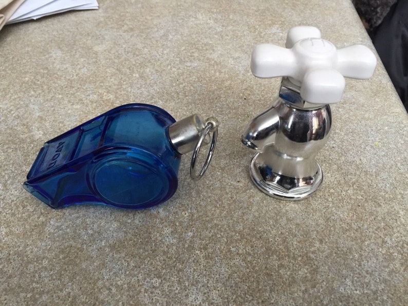 Two Avon Collectible Blue Glass Whistle Bottle and Faucet Etsy