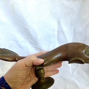 Vintage Maltese Bronze Trident Dolphin or Seal door knocker,Hand Made by  F. Abela and Sons, Malta, Maritime, Nautical