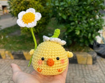 Pulcino Amigurumi giallo realizzato a mano all'uncinetto - Regali di primavera