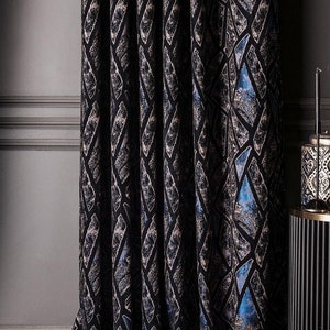 Moderne luxe gordijnen met patroon met elegant ontwerp, premium structuurstof voor woon- en slaapkamer, doorvoertule - stangzakje - klemringen