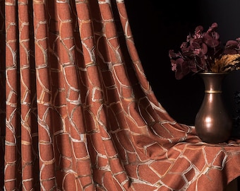 Luxury Striped Terracotta Curtains, Custom Size Drapes for Livingroom & Bedrooms, 5 Color Options, Boho Curtains Panel, White Brown Orange