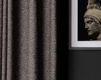 Tweed Schwarz Weiß Leinenvorhänge, Luxusvorhänge für Wohn- und Schlafzimmer, natürliche drapieren in Sondergröße, Mesh Bounce Fabric