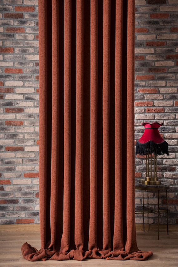 Terracotta Leinenvorhänge für Wohn- und Schlafzimmer, Luxusvorhänge in benutzerdefinierter Größe, Vorhänge mit Stangentasche, 26 verschiedene Farben Opt