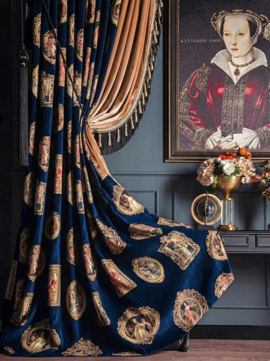 Curtain Renaisance Victorian Princess Luxury Chenille Curtains, Renaissance Portrait ...