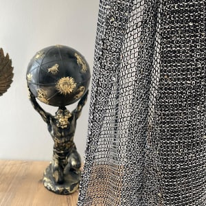 Sheer Curtain Panels for Living Room & Bedroom, Luxury Sparkle Mesh Tulle Fabric, Gold White Brown Metallic Sheer Filet Net image 9