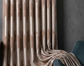 Silver Champagne Satin Curtains, Luxury Curtain Panels, Elegant Living Room Drapes, Custom Size Window Treatments for Bedroom & Dining Room