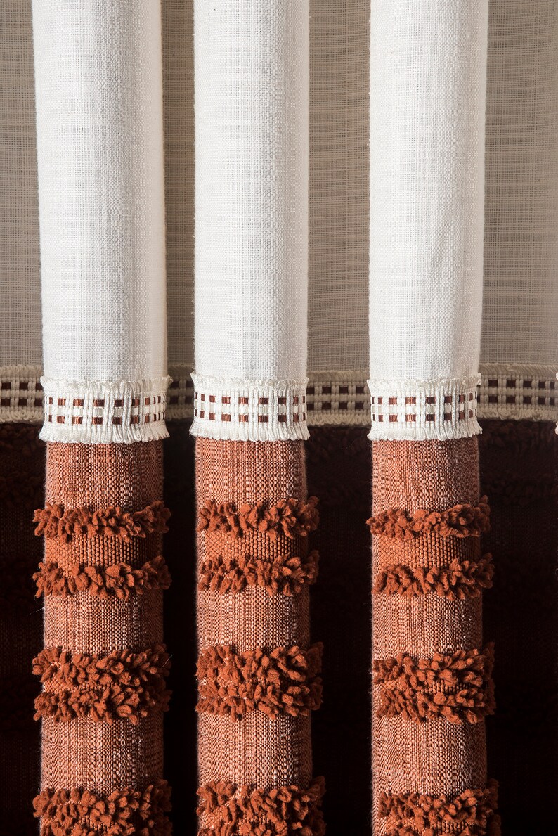 Terracotta White Beige Cream Tasseled Curtains Luxury Linen Curtains