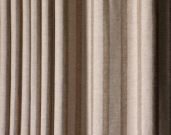 Bohemian Striped Linen Curtains, 100% Organic Ticking Boho Farmhouse Drapes, Custom Extra Long Wide Curtains Panel, Semi Sheer Fabric