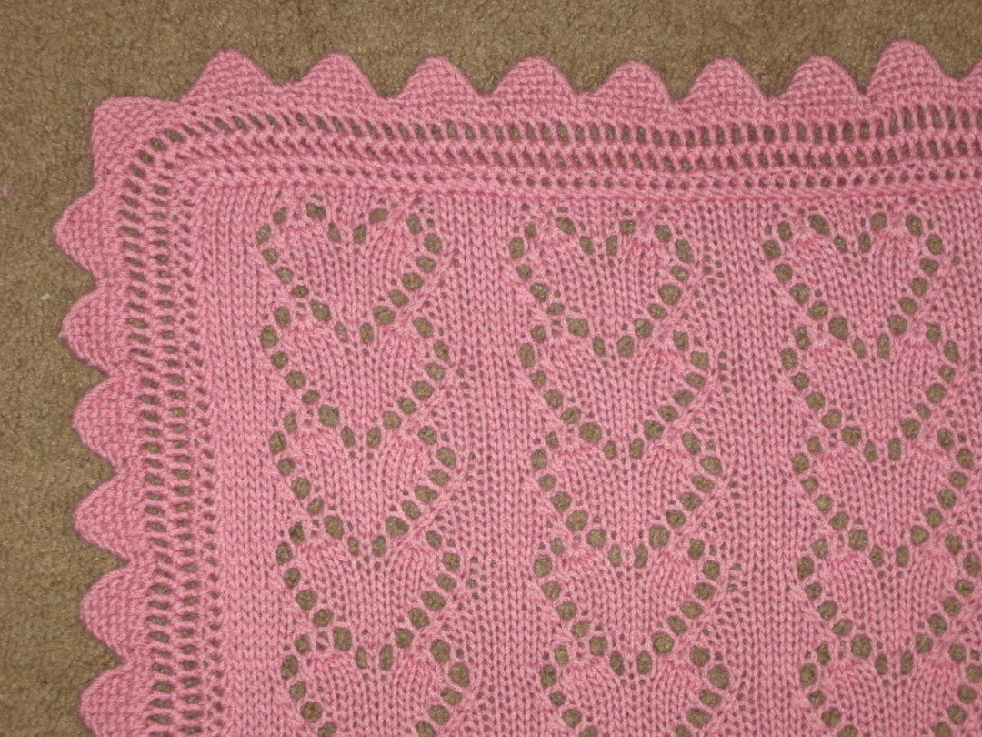 Lace Heart Chains Baby Blanket Knitting Pattern (pdf Digital Download ...