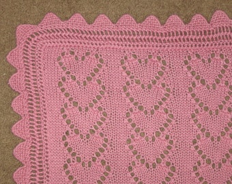 Lace Heart Chains Baby Blanket knitting pattern (pdf digital download)