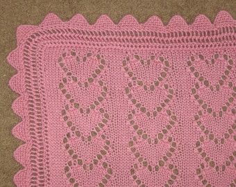 Lace Heart Chains Baby Blanket knitting pattern (pdf digital download)