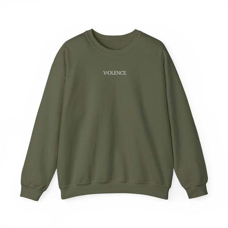 Violence Sweater Sweatshirt booktok fandom merch bookish book club merch gift for reader her violent & custom embroidery Military Green