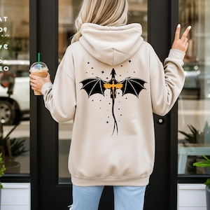 Tairn Dragon Läshoodie Fantasy Booktok krig college-tröja bokmerchandise