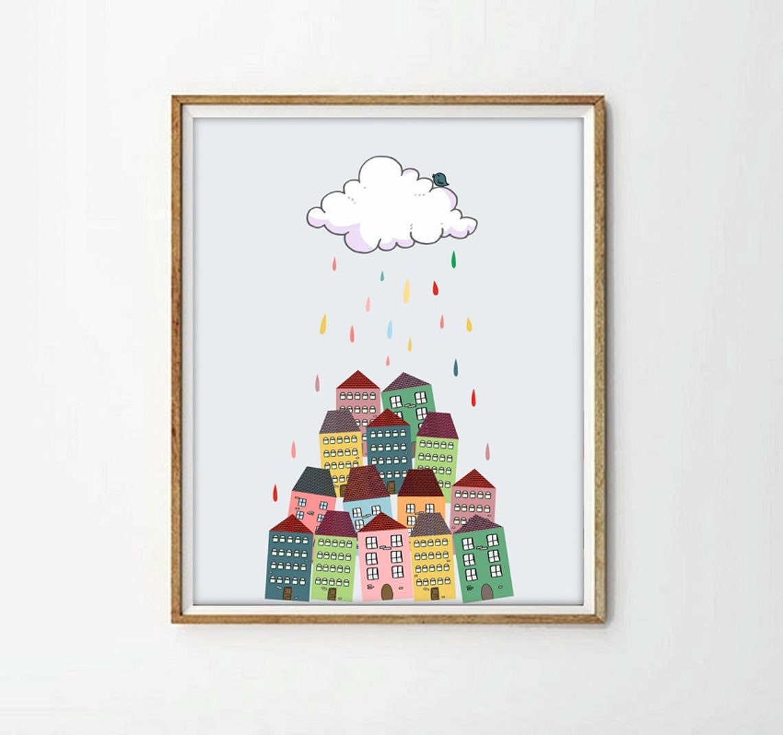 NURSERY HOUSES Printable Poster Kids Room Art Kids Room Nursery Wall ...