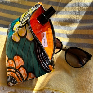 COTINIERE Klein zakje met ritssluiting, accessoiretasje, make-uptasje, handgemaakt met verschillende stoffen, gevoerd, pomponcharme afbeelding 2