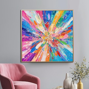 Abstract Colorful Painting ,Vibrant Abstract Impasto Painting on Canvas ,Impasto Knife Work, Bold Color Movement, Framed Abstract Decor,Gift