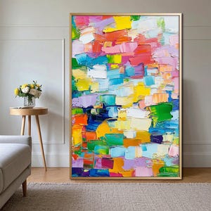 Original pastoses Ölgemälde auf Leinwand: Abstrakte strukturierte Wandkunst