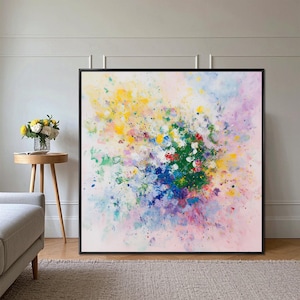 Splash Oil Painting Abstract, Splatter Abstract Expressionism Gallery Artwork, Modern Textured Wall Decor for Home, Gift for Art Collectors