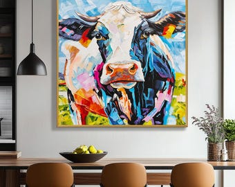 Cow Painting Oil Original Canvas,Cow Decor,Cow Art, Highland Cow Painting,Cow Wall Art Room Decor ,Cow Oil Painting,Cow gifts for Cow Lovers