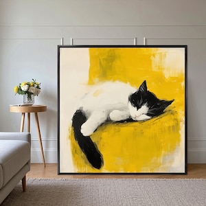 Peinture à l'huile de chat, toile de chat mignon, peinture de chat drôle, toile de chat doux, toile de mur de chat, art de chat, décoration de toile de chat, cadeau d'amant de chat pour le propriétaire de chat