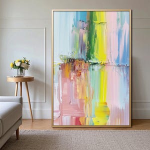 Vibrant Abstract Impasto Painting on Canvas, Colorful Painting,Multicolored Textured Wall Art,Home Living room Wall Decor, Personalized Gift