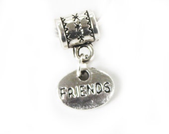 Silver FRIENDS Lrg Hole Bead Fits All European Add a Bead Charm Bracelet Jewelry Pnd-Gen206