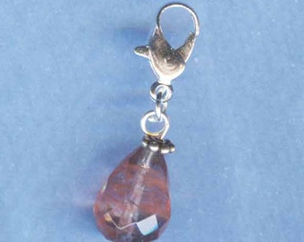 Sterling Build Your Bracelet - Pink Cherry Quartz Charm Clip on Add a Charm Jewelry OR for a Pet Collar  SB-GM090