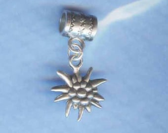 Silver Spikey Flower Edelweiss Lrg Hole Bead Fits All European Style Add a Bead Charm Bracelet Jewelry Pnd-G64