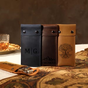 Custom Engrave Leather Watch Pouch, Pocket Watch Pouch, Personalized Leather Watch Case, Travel Watch Pouch, Watch Holder, Father&#39;s Day Gift