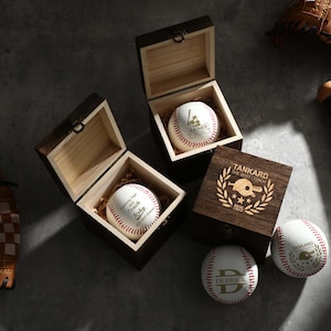 Personalized Baseball with Wooden Box, Baseball Player Gift, Gift for Dad, Custom Engrave Baseball Set, Anniversary Gift, Baseball Lover