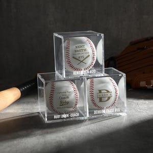 Personalized Baseball with Acrylic Box, Baseball Player Gift, Gift for Dad, Engrave Fluorescent Baseball, Anniversary Gift, Baseball Lover