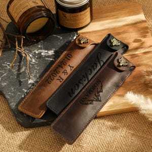 Personalized Leather Pen Case, Custom Engraved Leather Pen Holder, Leather Pen Pouch, Bachelor Gift, Gift for Teacher, Anniversary Gift