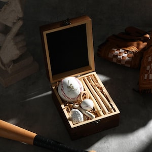 Personalized Baseball Gift Set with Wooden Box, Baseball Player Gift, Gift for Dad, Engrave Baseball Set, Anniversary Gift, Baseball Lover