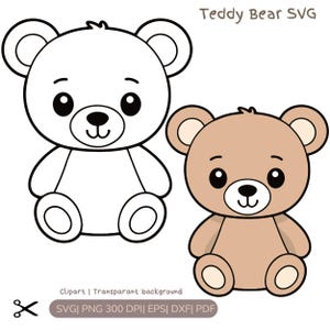 Teddy Bear SVG PNG DXF. Cricut Cut file, Silhouette,Cute Bear Coloring page svg.Bear outline svg. Teddybear svg clipart,Baby shower, nursery