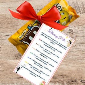 Étiquettes cadeaux, pilules de bénédiction M&Ms, étiquettes imprimables, cartes cadeaux de friandises pour enseignants, remerciement chocolat bonbons MM, étiquettes cadeaux de Noël imprimables