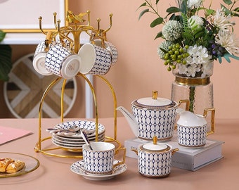 Handgefertigte Keramik Teesets | Keramik Teesets | Creative Dream Blue Keramik Teesets | Keramik Kaffeetassen und Untertassen | Nachmittagstee-Sets