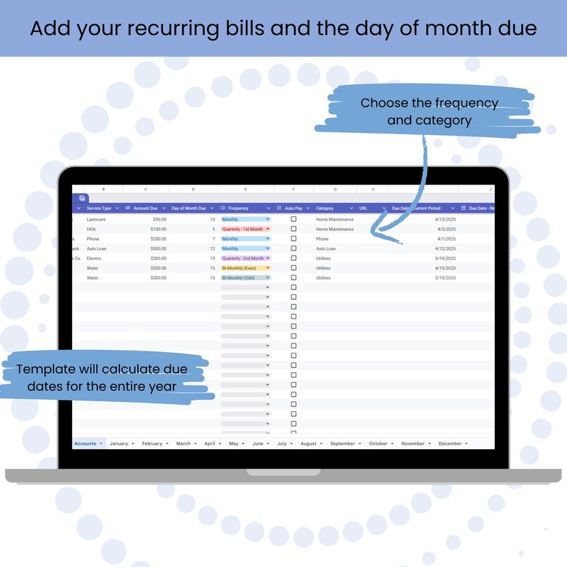 Smart Bill Tracker: Google Sheets Template for Tracking Recurring Bills ...