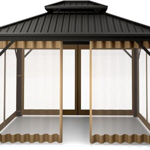 Gazebo Mosquito Netting: 4-Panel Outdoor Canopy Screen, 10x12 or 10x10