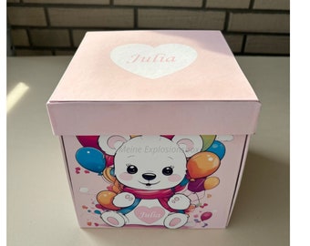 Personalisierte Geschenkbox,  Explosionsbox,  Kindergeburtstagbox Geburtsgeschenkbox- Rosa Geschenkbox