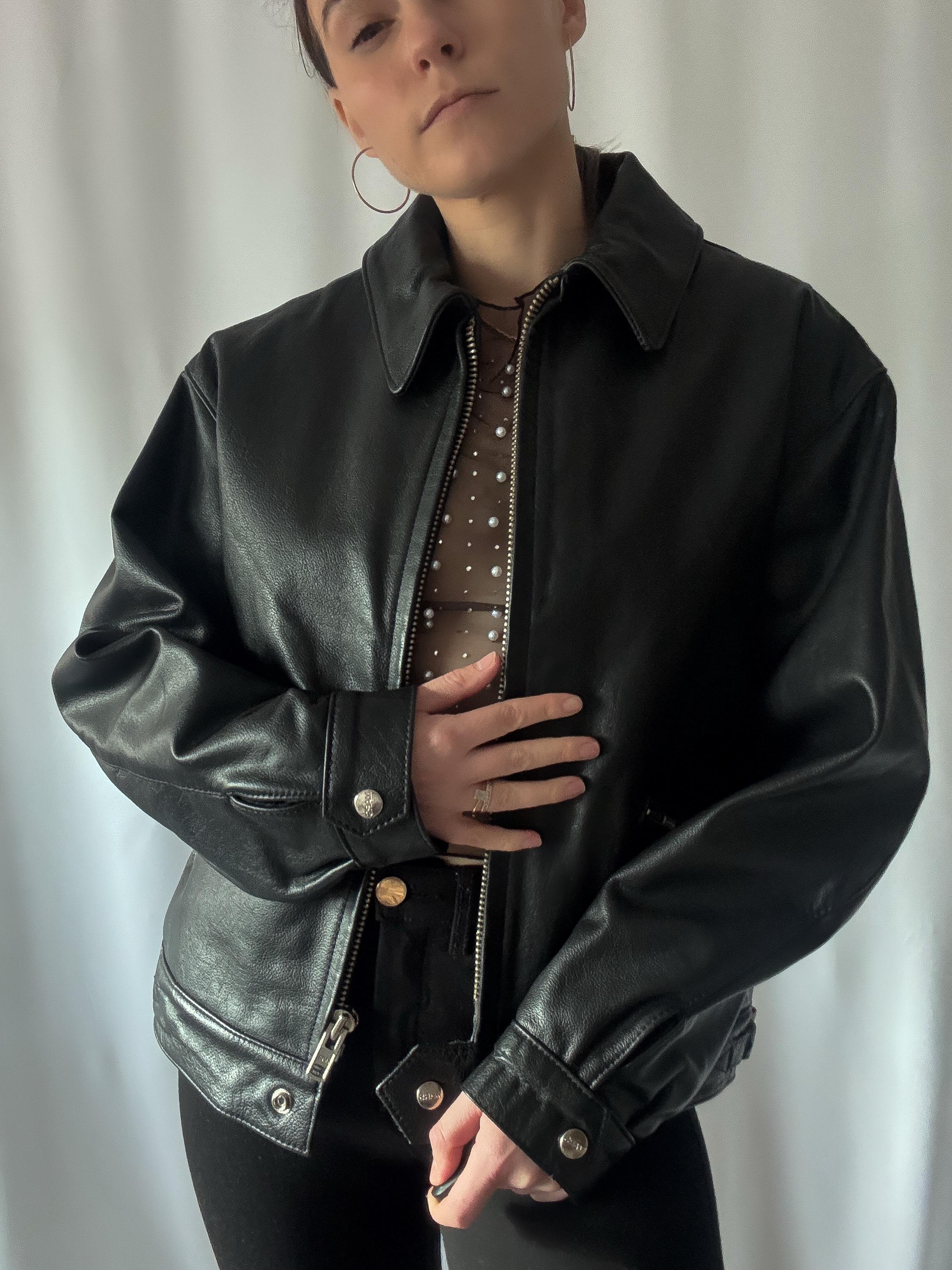 90s vintage agnès b. leather blouson Agnes.b Leather Jacket - Etsy Singapore