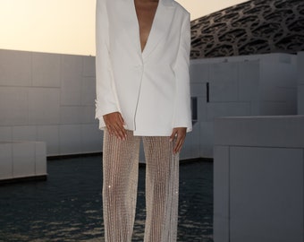 Shiny Translucent Zip-Up Trousers with Keuna Jacket - Gloria