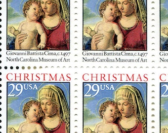 Christmas Stamps from USPS, 1976 and 1993; TWO Full Sheets; for Journaling & Scrapbooking