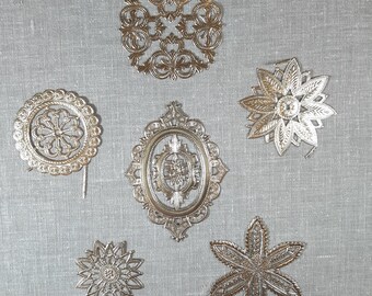 Vintage Gold Foil Medallions: 28 pc Craft Embellishments - 1970s